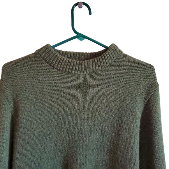 Vintage Union Made in USA Shetland Wool Blend Army Green Crewneck Sweater Medium - Picture 3 of 16